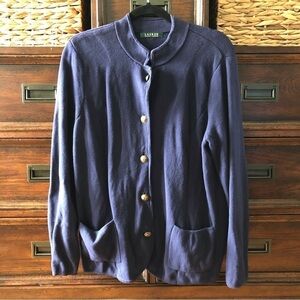 LRL navy heavyweight full button down cardigan sweater coat in size 1X